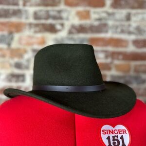 Scala Outback Dark Green Wide Brim Hat with Leather Band